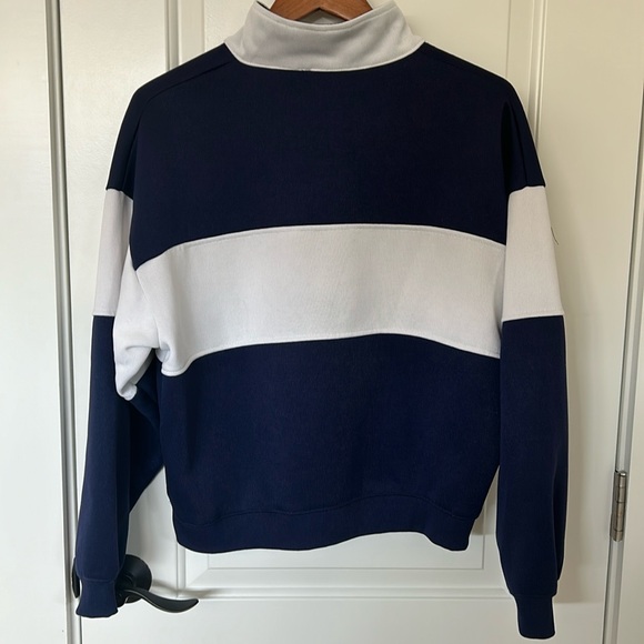 New York Collared Pullover Sweater Sweatshirt Navy/White - Picture 3 of 6